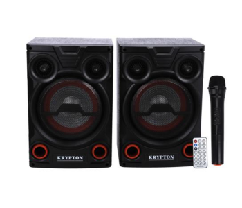 Krypton KNMS5195 2.0 Professional Speaker With Remote And Microphone - Black in UAE