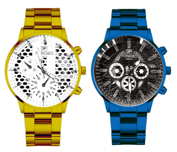 Set Of 2 Formal Edition Mens Analog Watches - Blue And Gold in KSA