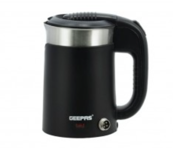 Geepas GK38055 0.5 Litre 1100 Watts 2 In 1 Double Layer Traveller's Kettle - Black And Silver in KSA