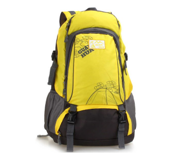 Express Delivery - Galaxy Mountain and Letter Graphic Mesh Panel Hiking Backpack - Yellow - ID 117094