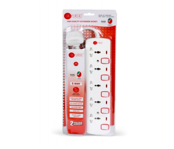 Afra AF-005EXRD 5 Way 3M 5 Universal Sockets Extension Cord - White in OMAN