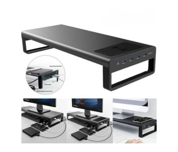 Express Delivery - Vaydeer NB422 Smart Monitor Stand Base Wireless Charge with USB 3.0 Desk Hub - Black - ID 117515