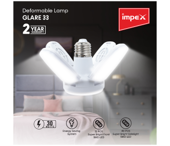 Impex GLARE 33 30 Watts Deformable Lamp - White in OMAN