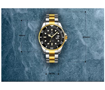 Galaxy Ocean Rolux Gold Stainless Watch For Men - Black And Silver in UAE