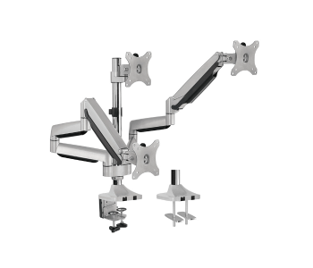 Skill Tech SH100 C036 Triple Monitors Pole-mounted Gas Spring Monitor Arm - Silver in OMAN