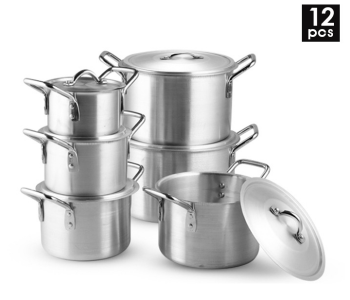 Express Delivery - 12 Pieces Aluminium Cooking Pot Set DDSTK - JA038 - ID 119264