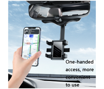Generic 360 Car Rearview Mirror Mount Phone Holder Rotatable And Retractable Adjustable Length Car Phone Holder - Black in UAE
