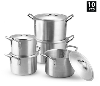 Express Delivery - Pack of 10 Pieces Aluminium Cooking Pot Set DDSTK - JA038 - ID 119293