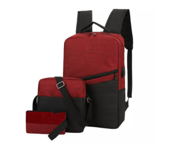 Unisex 3 Pcs Sets Business Laptop Backpack - Red in KSA