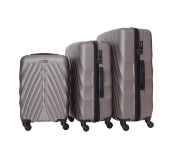 Express Delivery - Para John PJTR3045 3 Pieces Abs Rolling Trolley Luggage Set - Champagne - ID 120452