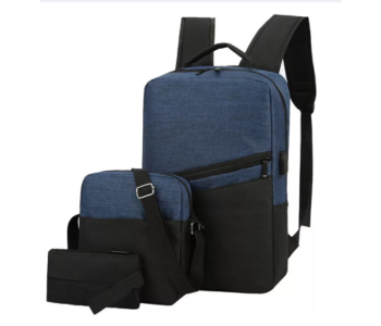 Unisex 3 Pcs Sets Business Laptop Backpack - Blue in KSA