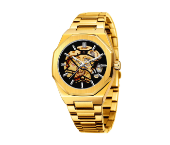 Glaze 1 Skeloton Luxury Analog Watch For Men - Gold And Black in KSA