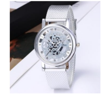 Express Delivery - FLLi Machinery Design Analog Watch - Silver  - ID 119696