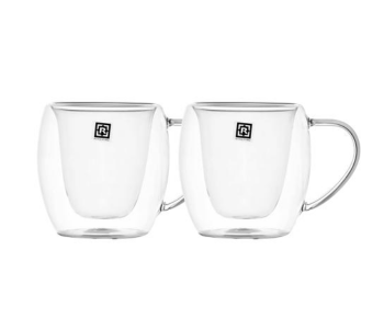 Express Delivery - Royalford RF10527 150ml Borosilicate Glass 2 Piece Double Wall Mug Set - ID 119547