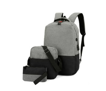 FN Set Of 3 Pieces Business Laptop Backpack - Grey in KSA
