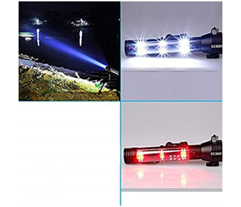 Generic LED Car Flashlight Multi-Function Portable Solar Escape Rescue Flashlight For Hiking Camping And Traveling - Black in OMAN