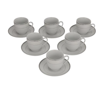 Express Delivery - Royalford RF10555 12 Piece Tea Cup and Saucer Set - White - ID 119557