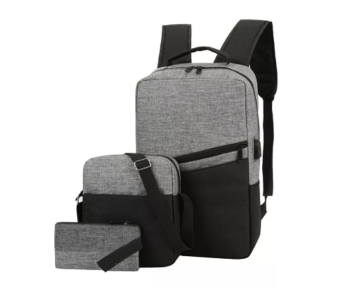 Unisex 3 Pcs Sets Business Laptop Backpack - Grey in KSA