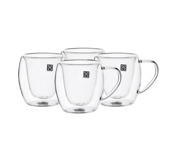 Express Delivery - Royalford RF10570 80ml Borosilicate Glass 4 Piece Double Wall Mug Set - ID 119561