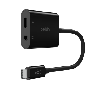 Express Delivery - Belkin NPA004btBK RockStar 3.5mm Audio And USB-C Charge Adapter - Black - ID 120375