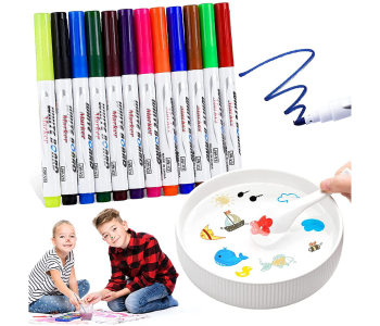 Express Delivery - Water Painting Pen-DIY Drawing Floating Pen in Water-Doodle Drawing Pens-Marker Pen with Ceramic Spoon-Color Pen to Hone Children Hands-on Skills 12 Colors  - ID 119540