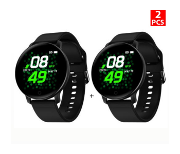 Pack Of 2 D15 Smart Watch With Heart Rate Monitor Wristband - Black in KSA