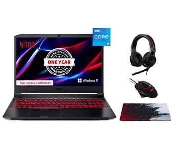 Acer Nitro5 AN515-NH-QELEM.00A 15.6 Inch FHD Intel I5 11400H Processor 8GB RAM 512GB SSD 4GB NVIDIA GeForce RTX 3050 Graphics Windows 11 Home With Headset Mouse And Mouse Pad - Black in UAE