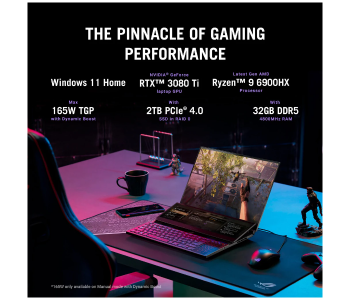 ASUS ROG ZEPHYRUS DUO 16 GX650RX-LB212W 16 Inch UHD Plus AMD Ryzen R9 6900HX Processor 32GB RAM 2TB SSD 16GB NVIDIA GeForce RTX 3080Ti Graphics Windows 11 Home With Backpack And Mouse - Black in UAE