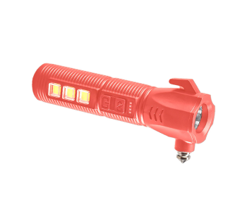 Generic 4 In 1 Multifunctional Car Safety Hammer USB Flashlight Car Window Breaker Car Escape Tool With Built-in Seatbelt Cutter For Self-rescue Breaking Window - Red in OMAN