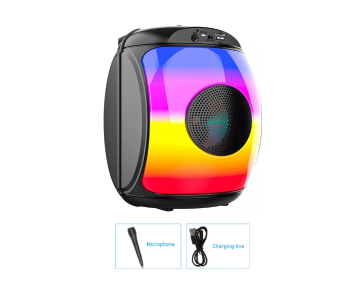 Express Delivery - Generic ZQS1438 Wireless Bluetooth Melody LED Lantern Gift Outdoor Subwoofer Card Speaker - Black - ID 121451
