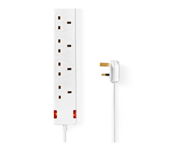 Express Delivery - Nedis EXS630G1WT 3 Meter Type G 6-Way Cable Extension Socket - White - ID 123037