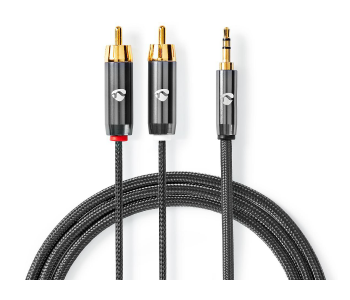 Express Delivery - Nedis CATB22200GY20 2 Meter Stereo to Audio Cable Gold Plated - Black - ID 123328