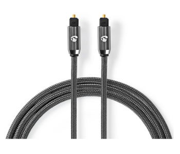 Express Delivery - Nedis CATB25000GY10 1 Meter Optical Audio Cable TosLink Male - Gun Metal Grey - ID 123341