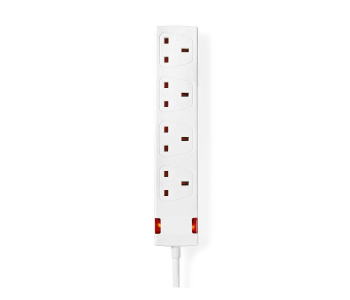 Express Delivery - Nedis EXS415G1WT 1.5 Meter Type G 4-Way Cable Extension Socket - White - ID 123038