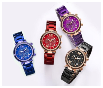 Set Of 4 Pieces Starry Sky Analog Watch With Stainless Steel Strap For Women in KSA