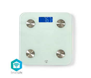 Express Delivery - Nedis WIFIHS10WT Wi-Fi Smart Personal Weighing Scales - White - ID 123322