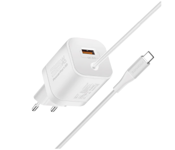 Promate 1.5Meter Premium 33Watts USB-C Charger EU - White in UAE