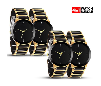 Galaxy Ocean Set Of 4 Piece Zstar Jubilee Small Fashion Couple Watches - Black in OMAN