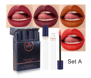 Qibest 4 Shades Make Up Non Stick Cup Lip Gloss Mini Size Tubes Set A Lipstick in KSA