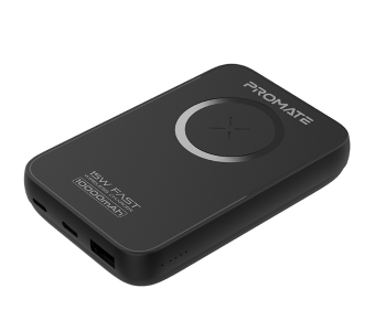 Promate 10000mAh 20Watts Powermag 10 Plus Magnetic Wireless Power Bank - Black in OMAN