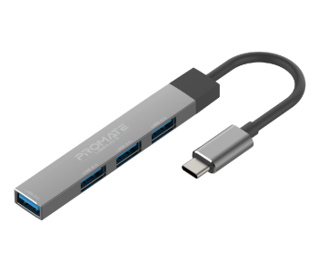 Promate 4-in-1 Type-C USB-C Hub Charge Adapter - Grey in UAE