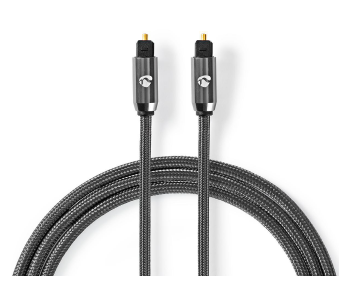 Express Delivery - Nedis CATB25000GY20 2 Meter Optical Audio Cable TosLink Male - Gun Metal Grey - ID 123340