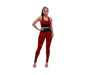 Galaxy Printed Bra And Legging For Women - Red in KSA