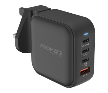 Promate 100Watts GaN Power Delivery Ports And Short-Circuit Protection Dual USB-C Charger - Black in OMAN