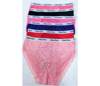Pack Of 6 Pieces Free Size Cute Cozy Comfort Lingerie Tempting Pretty Underpants With Floral Lace Briefs For Women in KSA