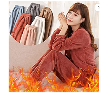 Winter Flannel Velvet Pajamas Sets Sleepwear For Women - Red in KSA