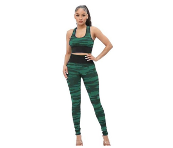 Galaxy Printed Bra And Legging For Women - Green in KSA