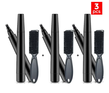 Set Of 3 Unisex Waterproof Filler Pen For Beard And Eye Brows - Black in KSA