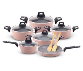 Delcasa DC2283 13 Piece Marble Coated Non Stick Cookware Set - Pink in UAE
