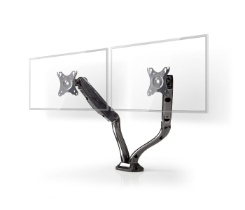 Express Delivery - Nedis MMNTDO100BK 10-32 Inch Full Motion Desk Dual Monitor Mount - Black - ID 123047